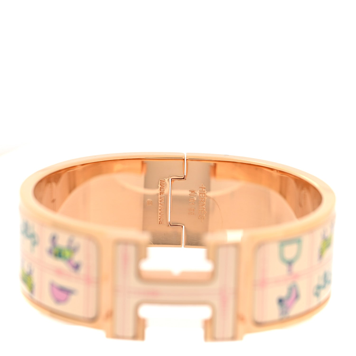 Hermes Enamel Couvertures et Tenues de Jour Wide Clic Clac H Bracelet PM Pannacotta 4 of 5