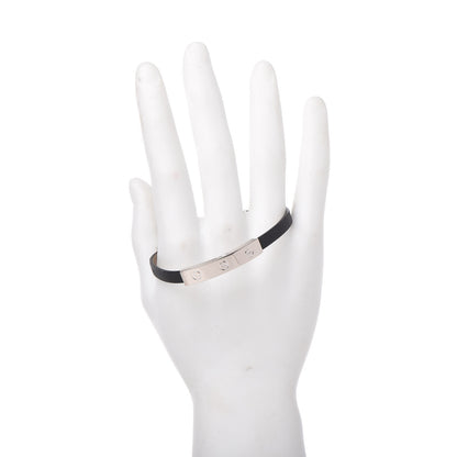 Cartier 18K White Gold Calfskin 3 Motif LOVE Bracelet Black 2 of 6