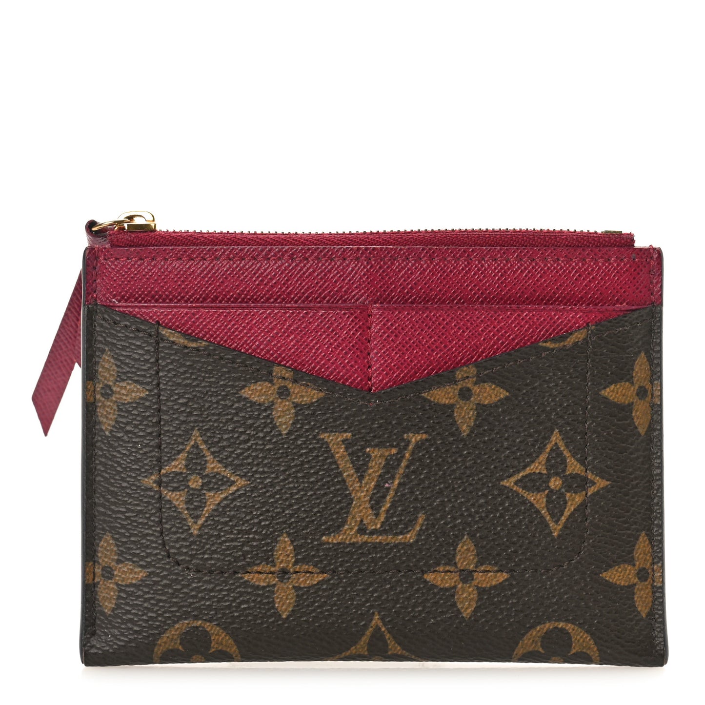 Monogram Zipped Card Holder Fuchsia