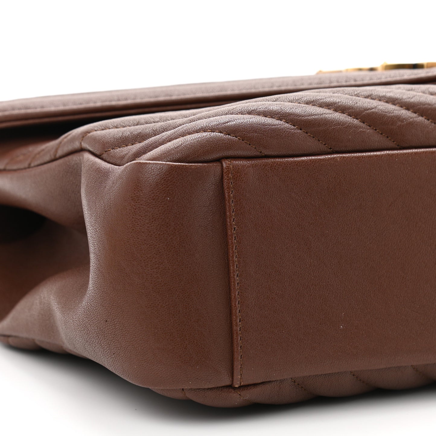 Sheepskin Matelasse Chevron Monogram Large College Satchel Brick