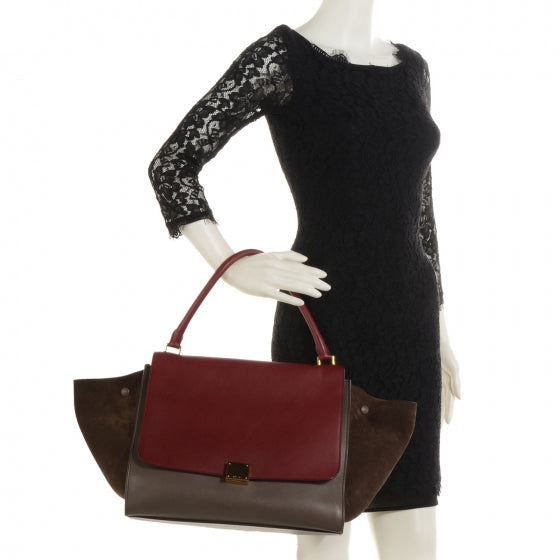 Calfskin and Suede Large Tri-Color Trapeze Granite