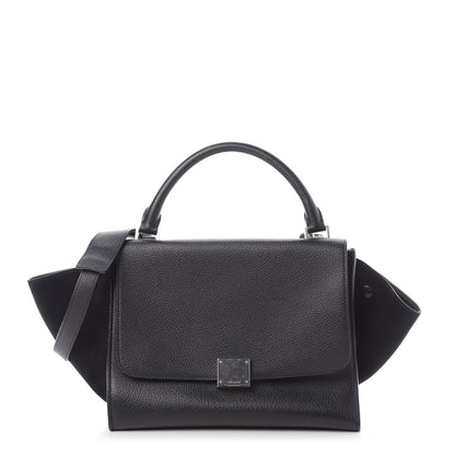 Celine Drummed Calfskin Suede Small Trapeze Black 1 of 13