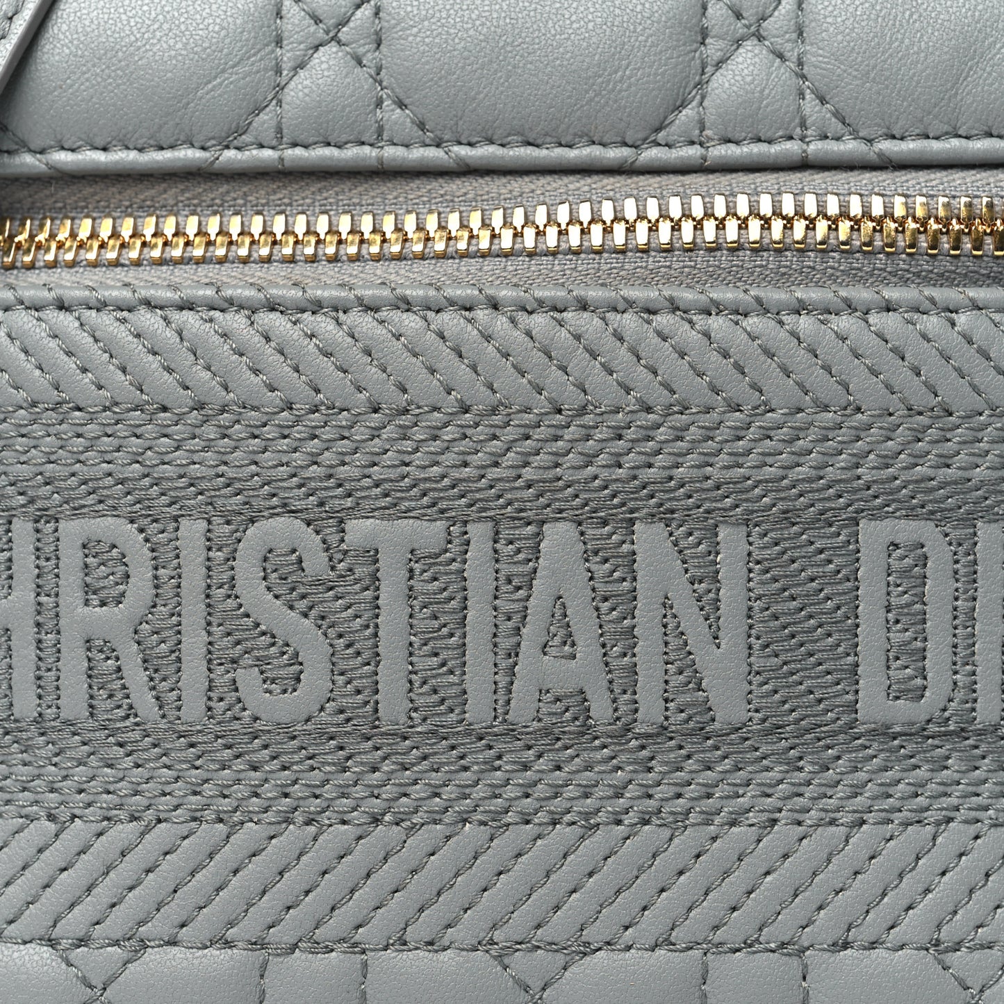 Lambskin Cannage Small Diortravel Vanity Case Grey