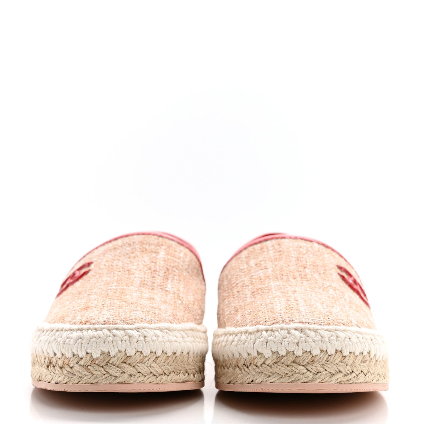 Fabric Patent Calfskin CC Espadrilles 38 Pink Red