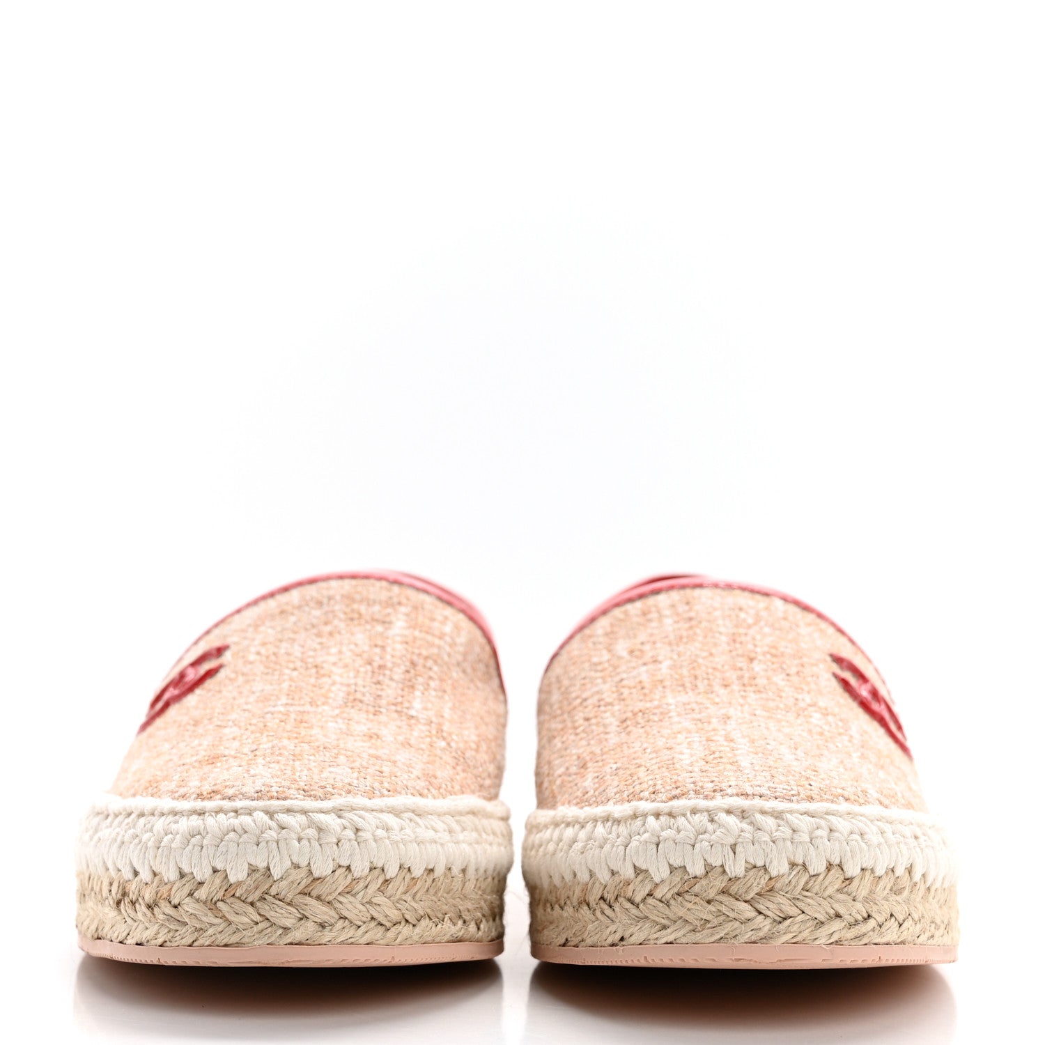 Chanel Fabric Patent Calfskin CC Espadrilles 38 Pink Red 2 of 13