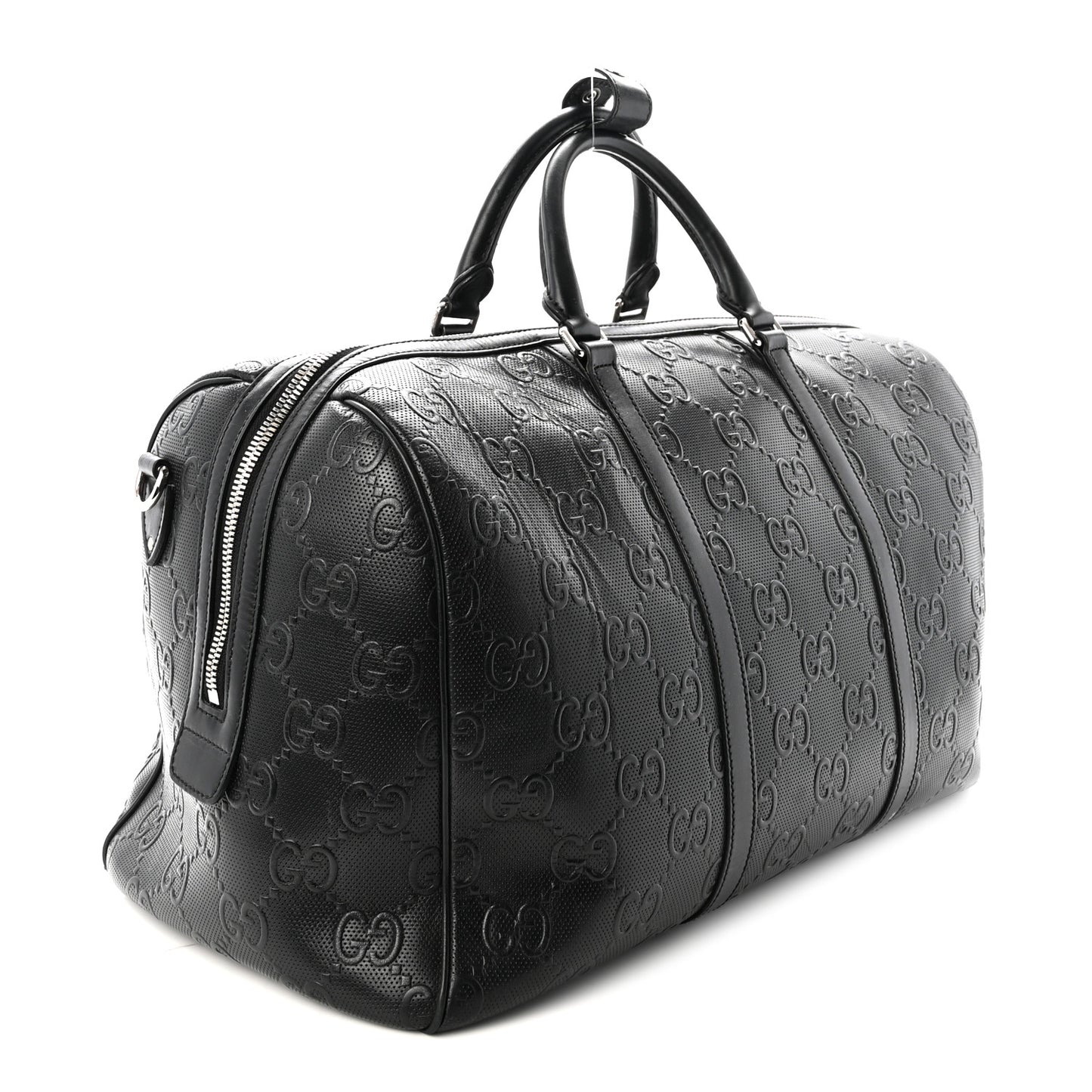Calfskin GG Tennis Embossed Duffle Bag Black