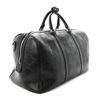 Gucci Calfskin GG Tennis Embossed Duffle Bag Black 2 of 9