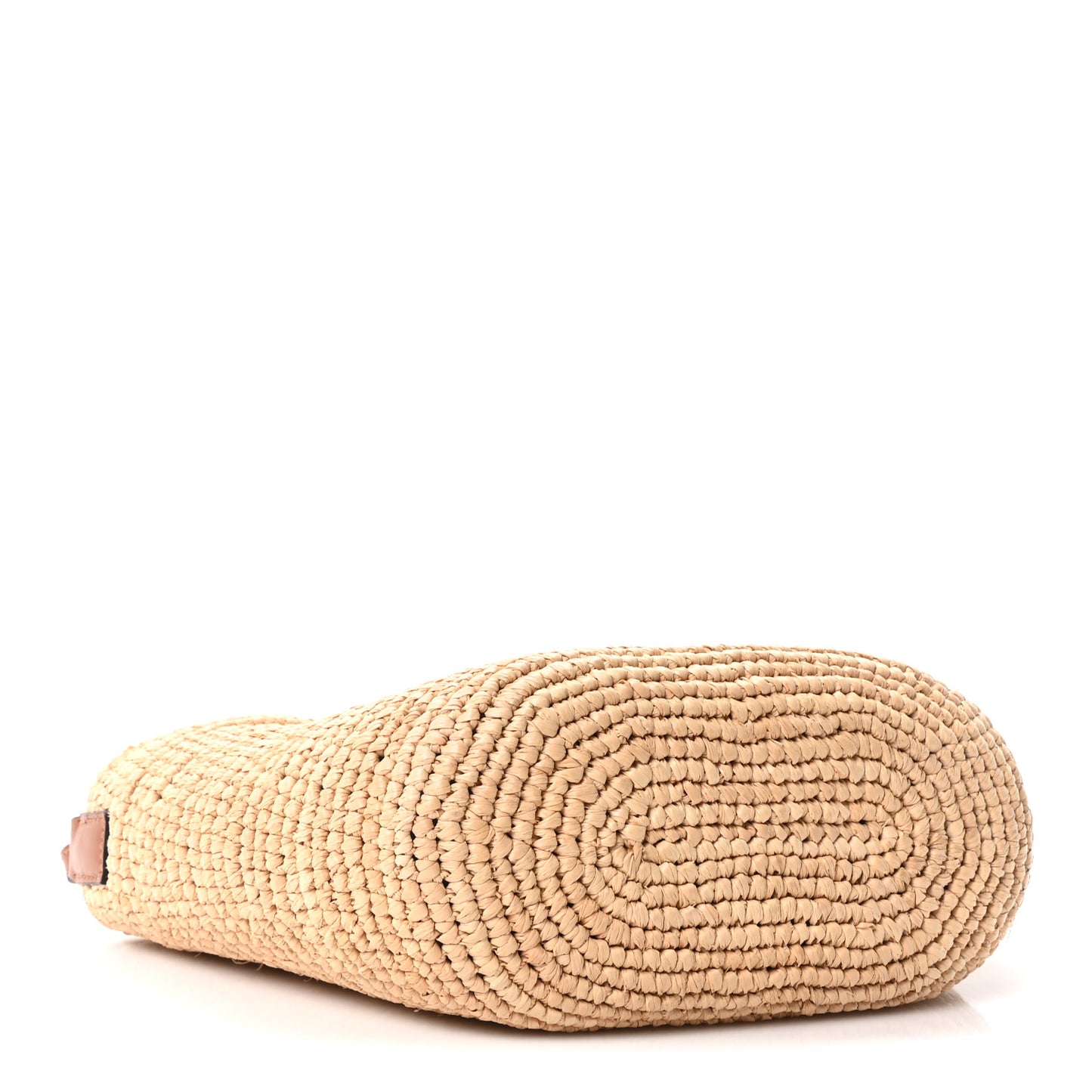 Calfskin Raffia Slit Pochette Bag Natural Tan