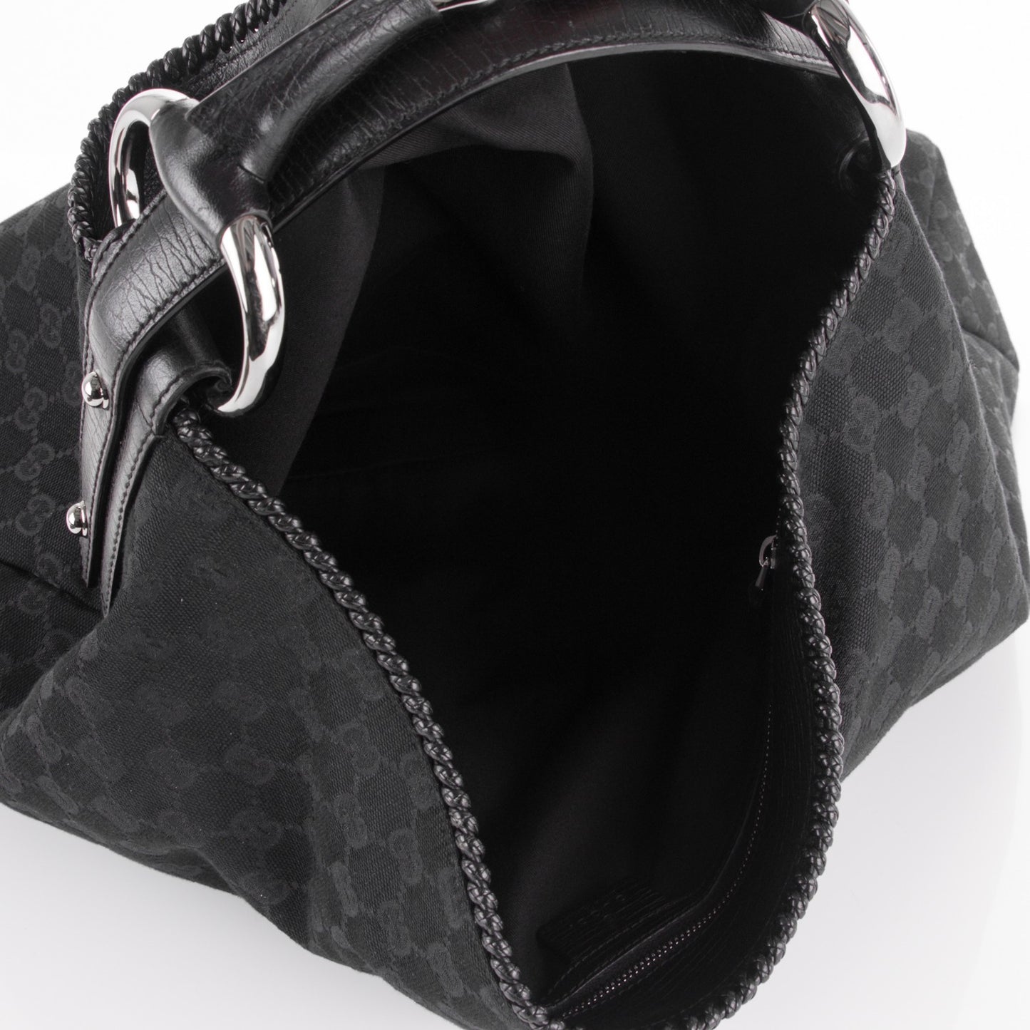Monogram Large Horsebit Chain Hobo Black