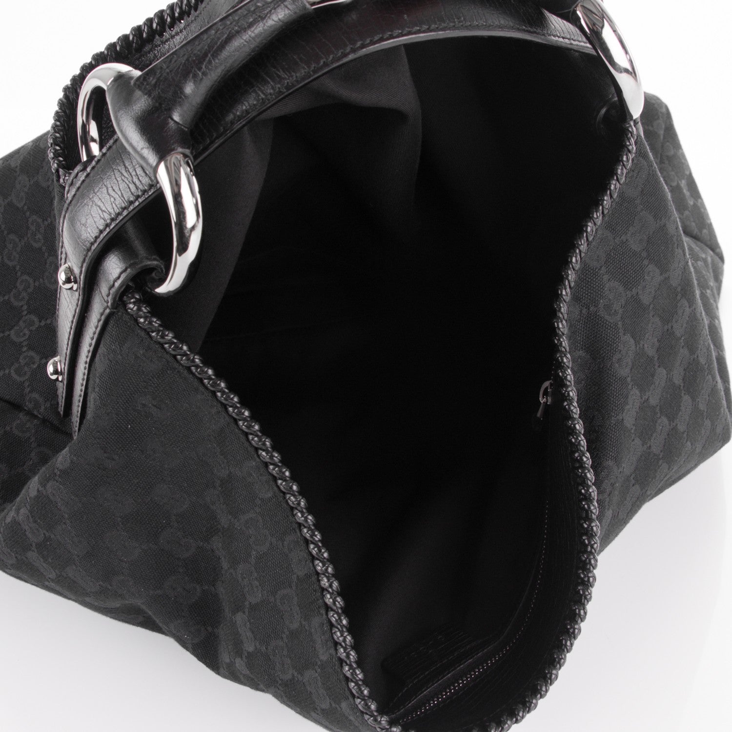 Gucci Monogram Large Horsebit Chain Hobo Black 5 of 7