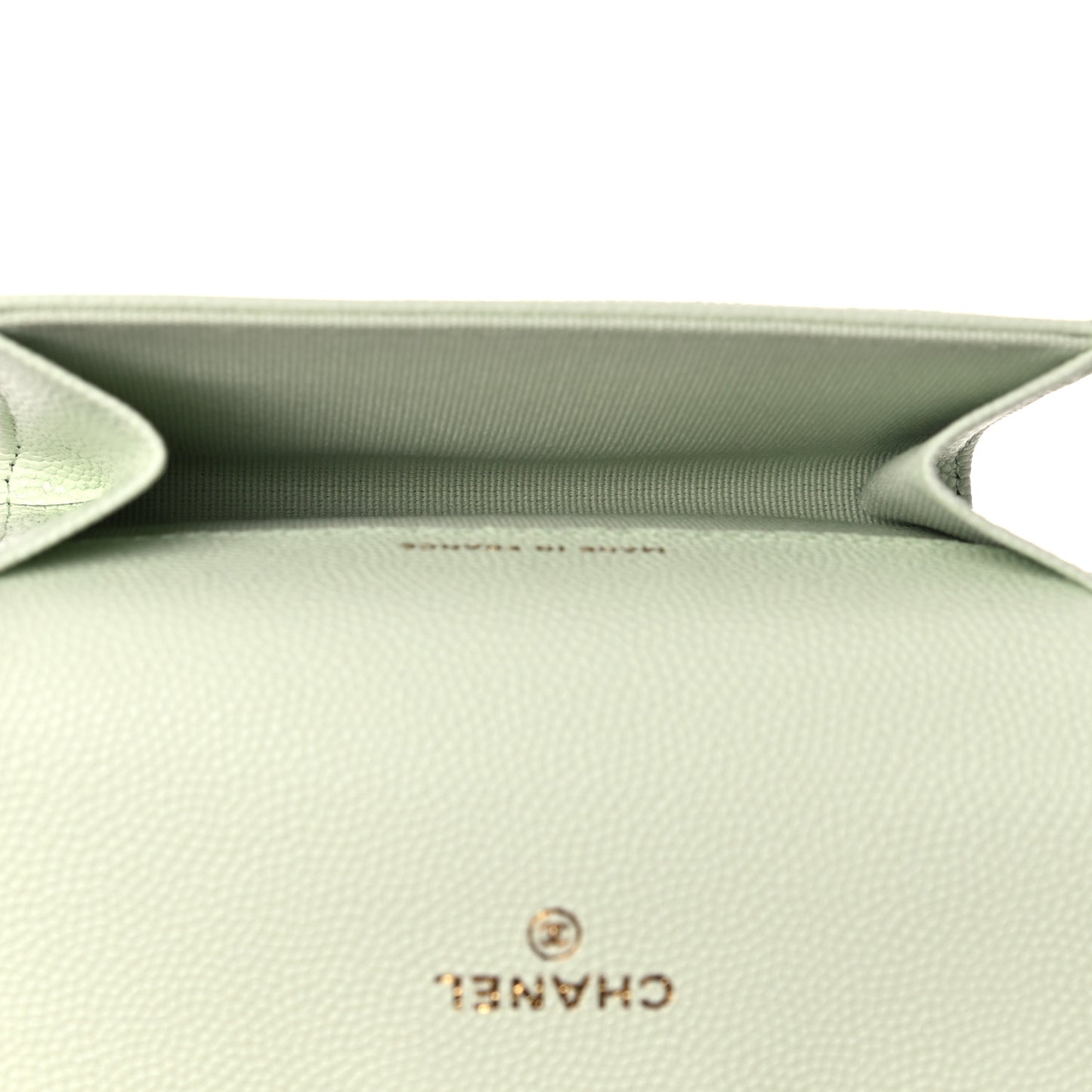 Caviar Quilted Flap Card Holder Wallet Light Green