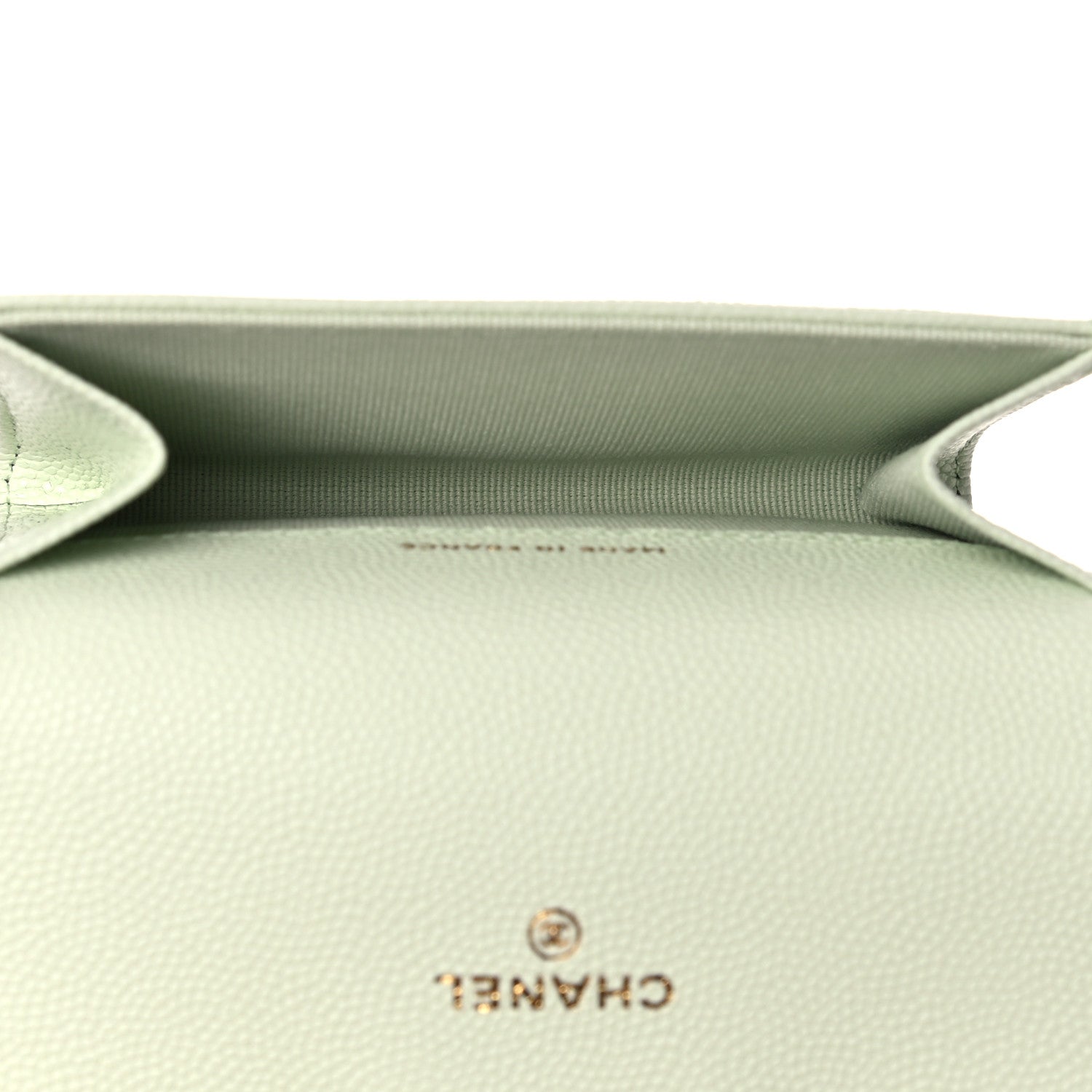 Chanel Caviar Quilted Flap Card Holder Wallet Light Green 5 of 9