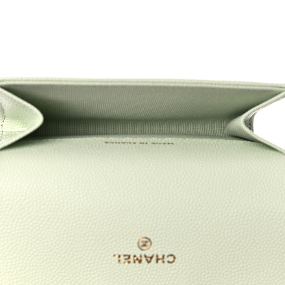 Chanel Caviar Quilted Flap Card Holder Wallet Light Green 5 of 9