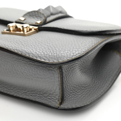 Valentino Garavani Pebbled Calfskin Small Glam Lock Rockstud Flap Gray 8 of 13