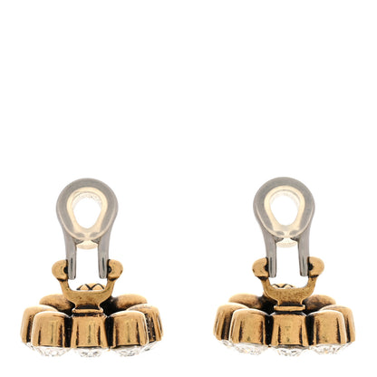 Gucci Metal Crystal Double G Clip On Earrings Aged Gold 3 of 5