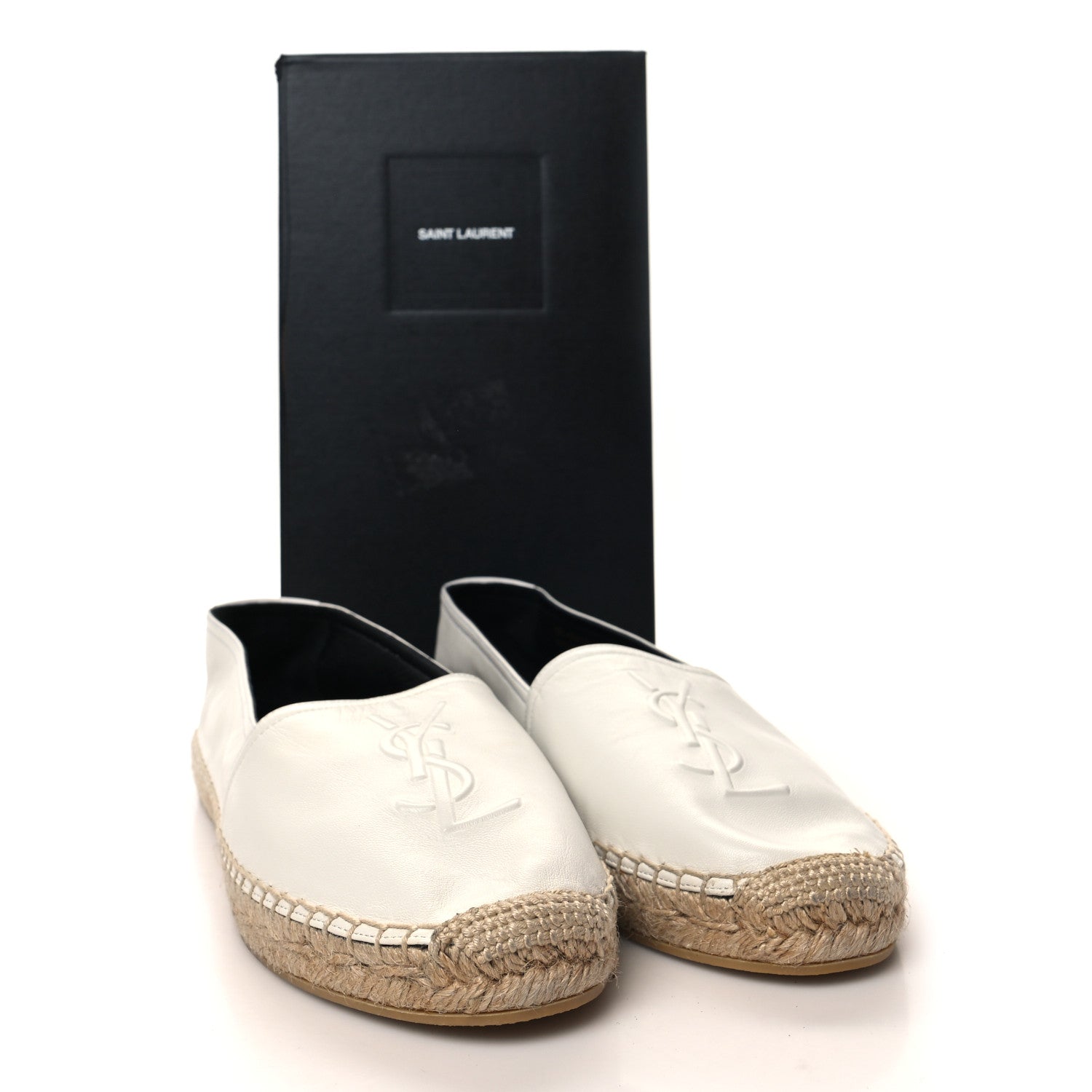 Saint Laurent Lambskin Monogram Espadrilles 41 White 10 of 10