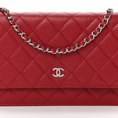 Chanel Caviar Quilted Wallet On Chain WOC Red 16 of 25