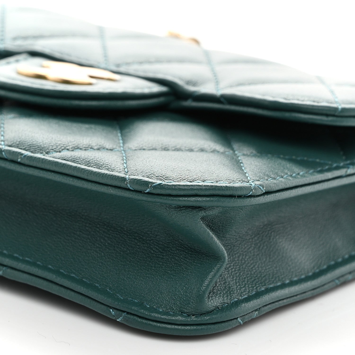 Chanel Lambskin Quilted Top Handle Flap Coin Purse With Chain Green 11 of 11