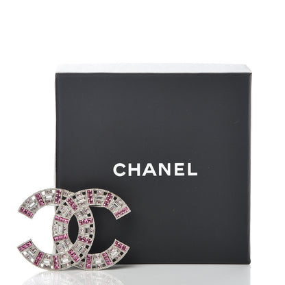 Chanel Baguette Crystal CC Brooch Silver Pink 5 of 5