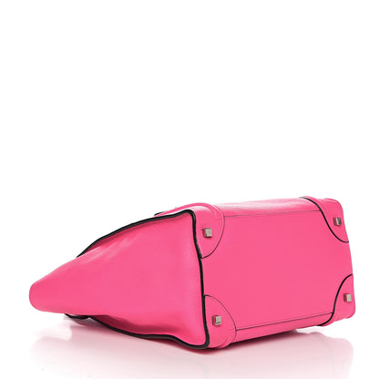Celine Drummed Calfskin Mini Luggage Fluo Pink 3 of 11