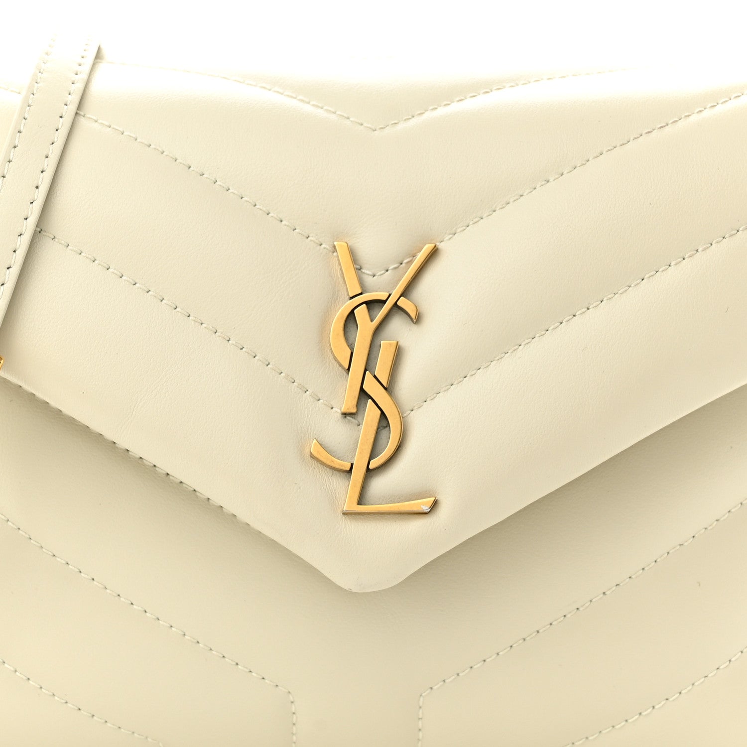 Saint Laurent Calfskin Y Quilted Monogram Toy Loulou Crossbody Bag Ivory 8 of 12