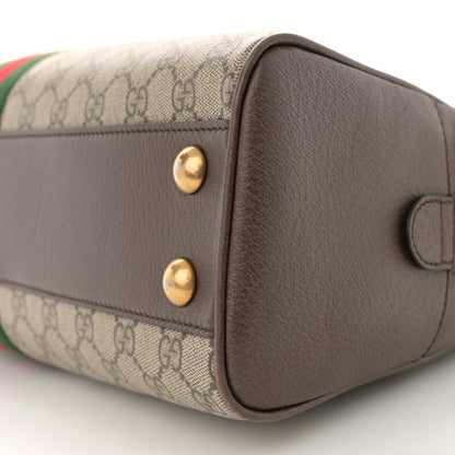 Gucci GG Supreme Monogram Textured Dollar Calfskin Web Medium Savoy Bowling Bag Beige Ebony New Acero 10 of 15