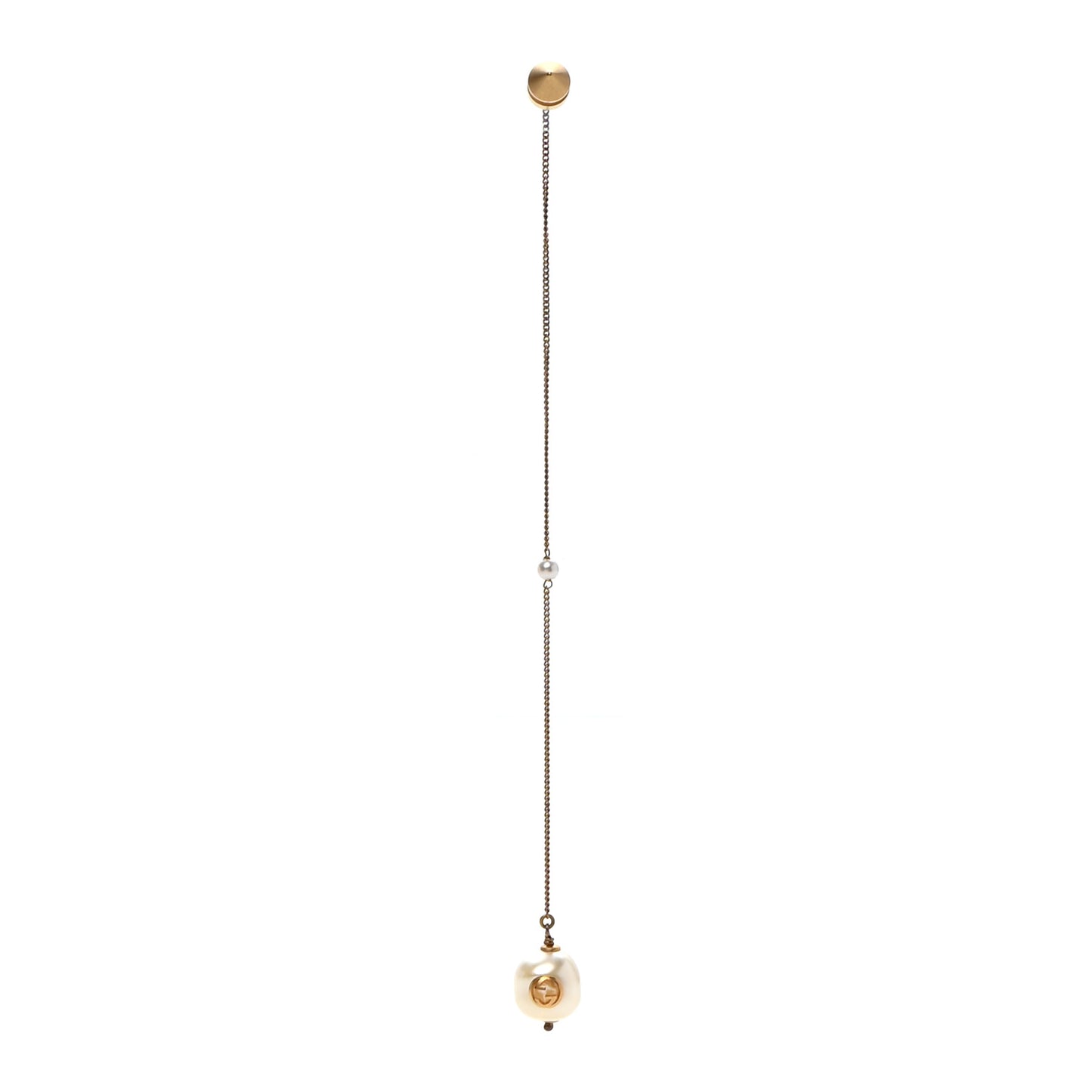 Faux Pearl Interlocking G Single Pendant Earring