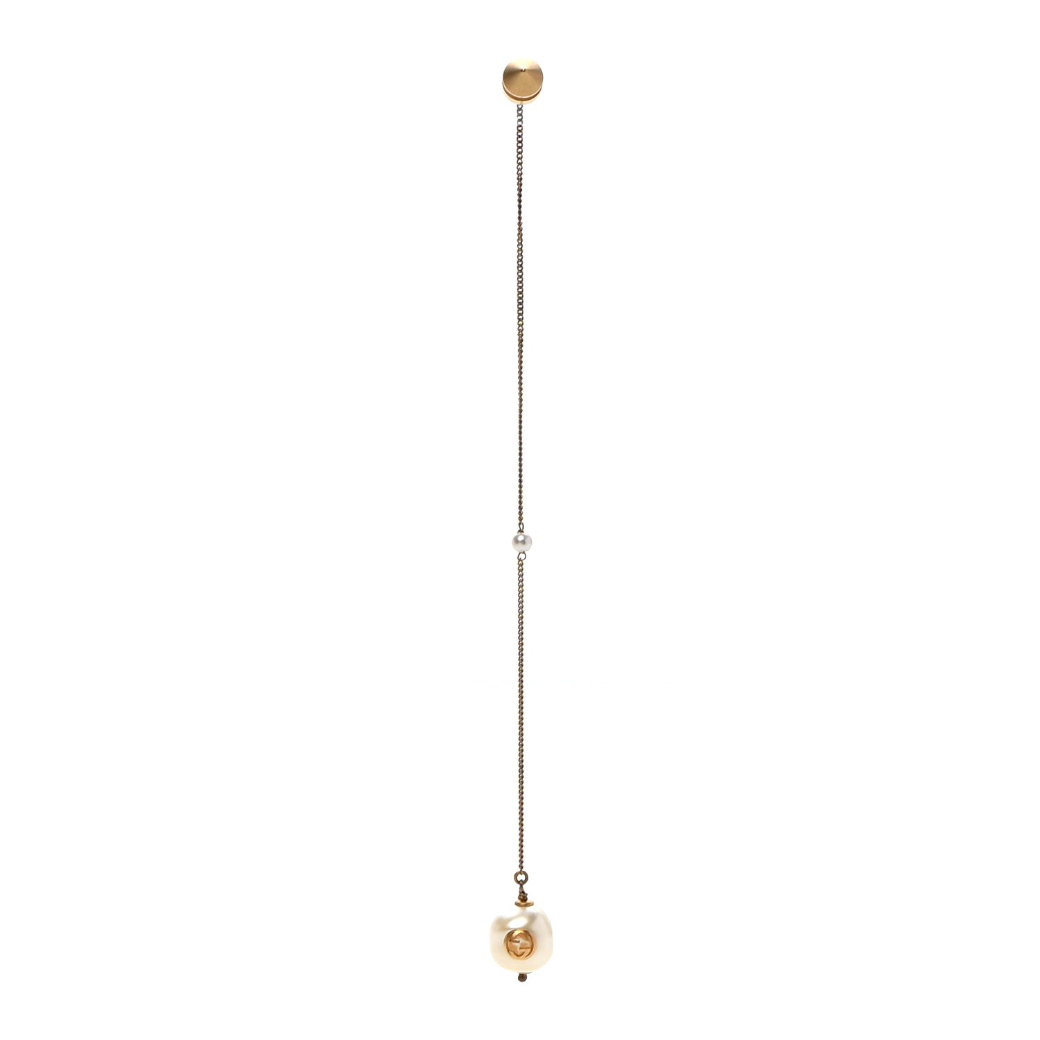 Gucci Faux Pearl Interlocking G Single Pendant Earring 1 of 4