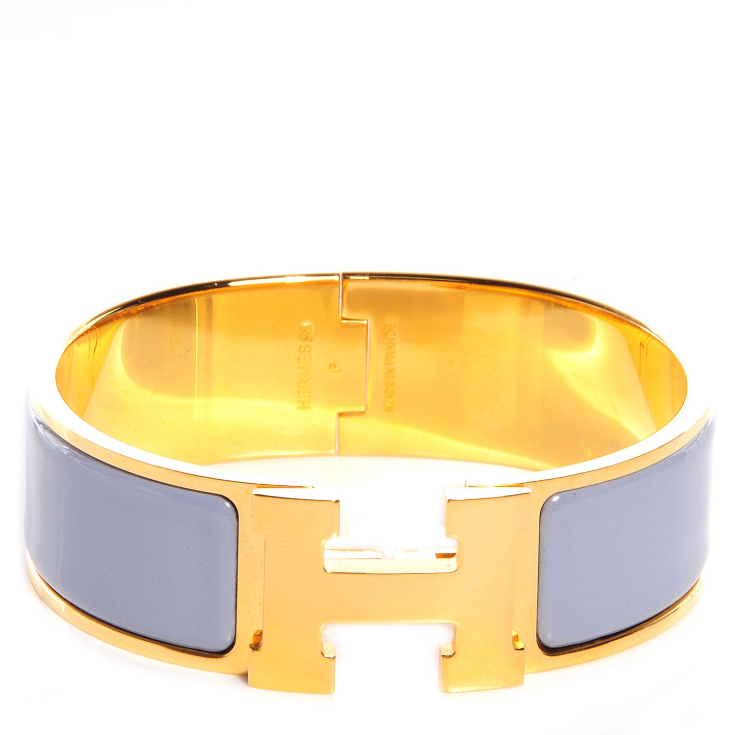 Enamel Wide Clic Clac H Bracelet GM Bleu Lin