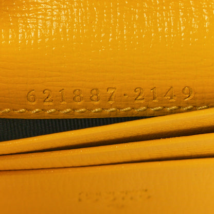Gucci Azalea Calfskin GG Monogram Bi-Color Debossed Horsebit 1955 Card Case Wallet Dusty Azure Stone Topaz Deep Orange 7 of 8