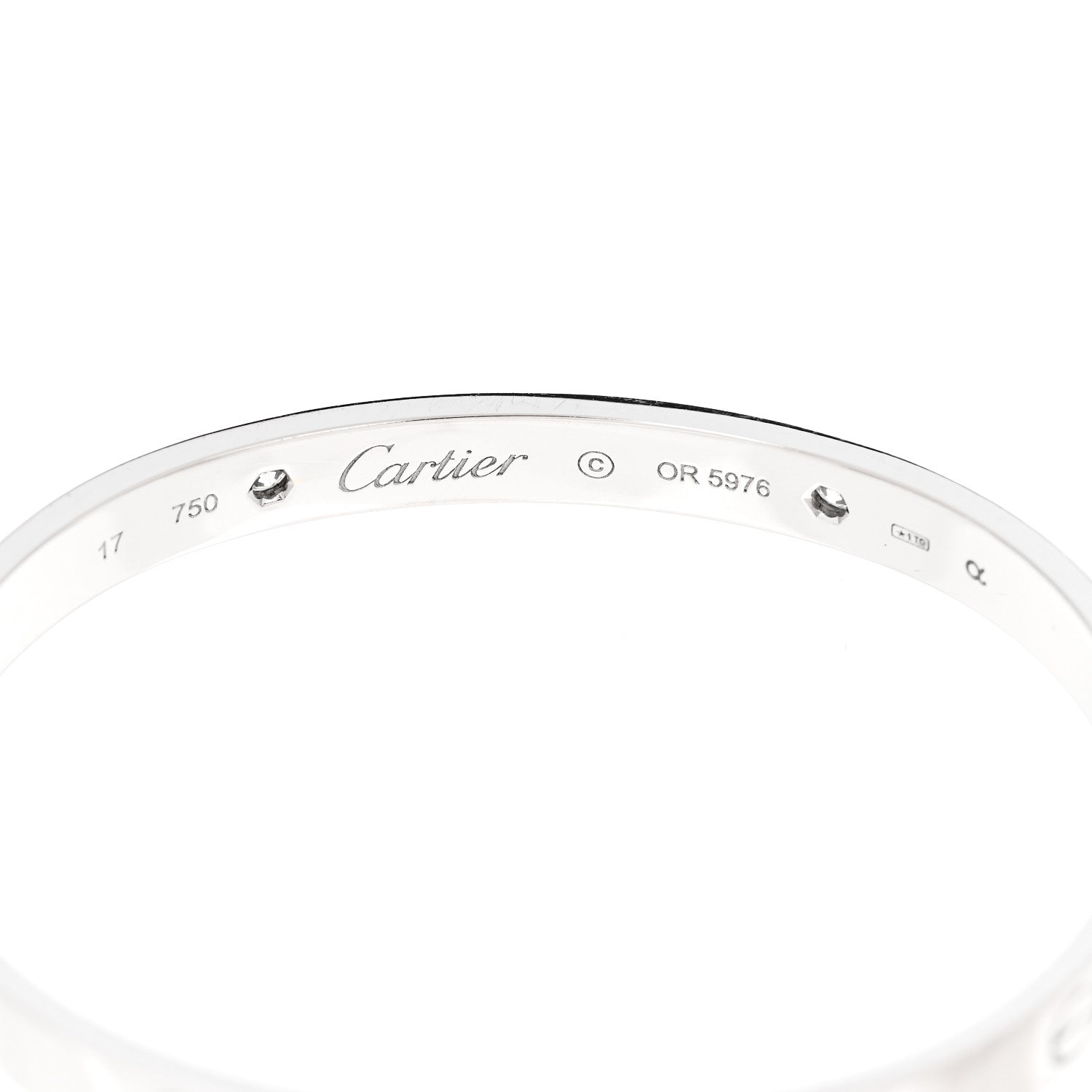 Cartier 18K White Gold 4 Diamond Love Bracelet 17 4 of 8