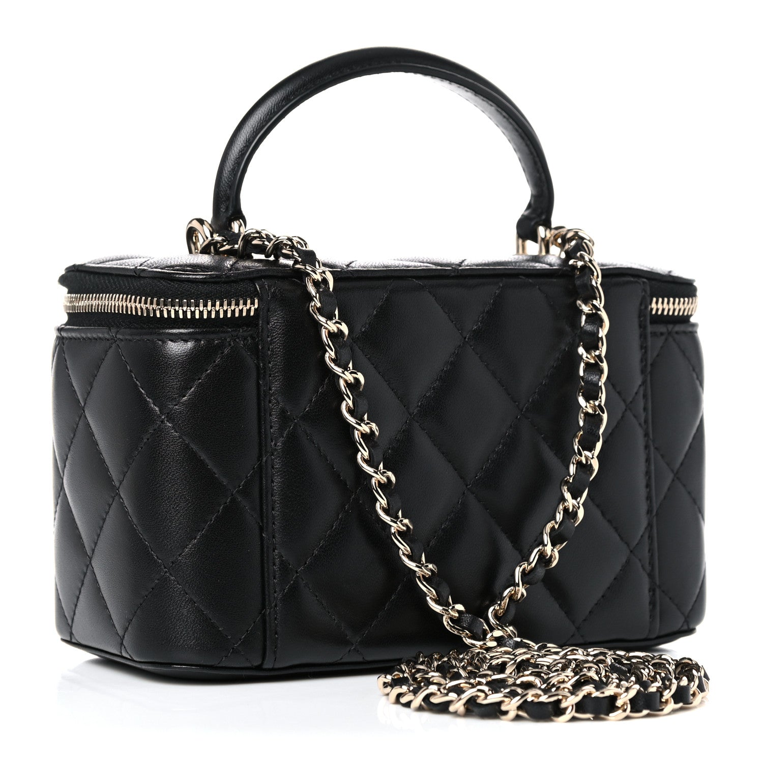 Chanel Lambskin Quilted Small Top Handle Vanity Case With Chain Black 3 of 10