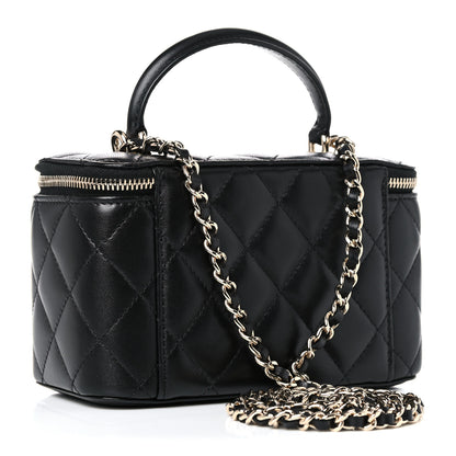 Chanel Lambskin Quilted Small Top Handle Vanity Case With Chain Black 3 of 10