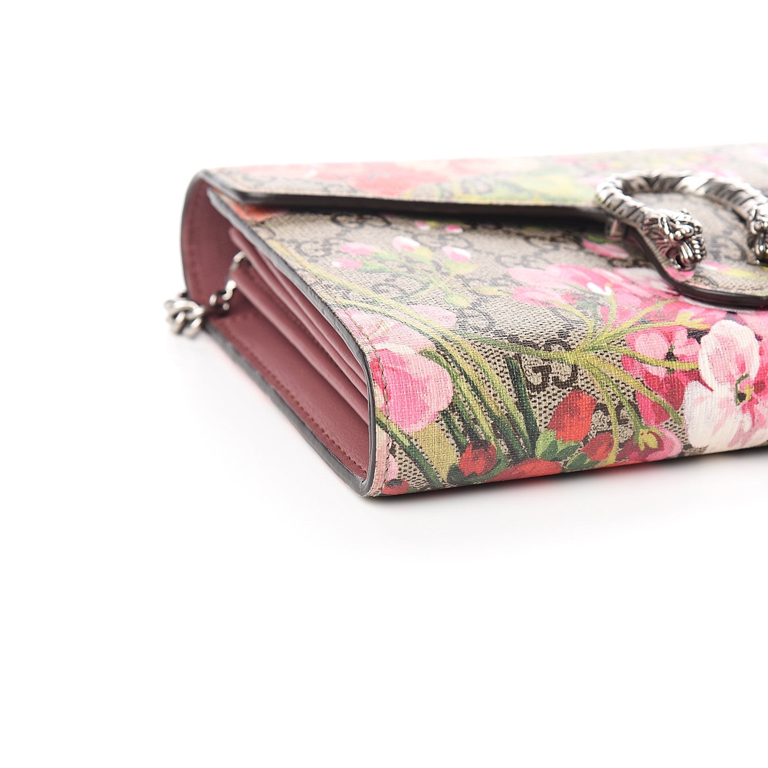 Gucci GG Supreme Monogram Blooms Mini Dionysus Chain Wallet Beige Multicolor Dry Rose 10 of 13