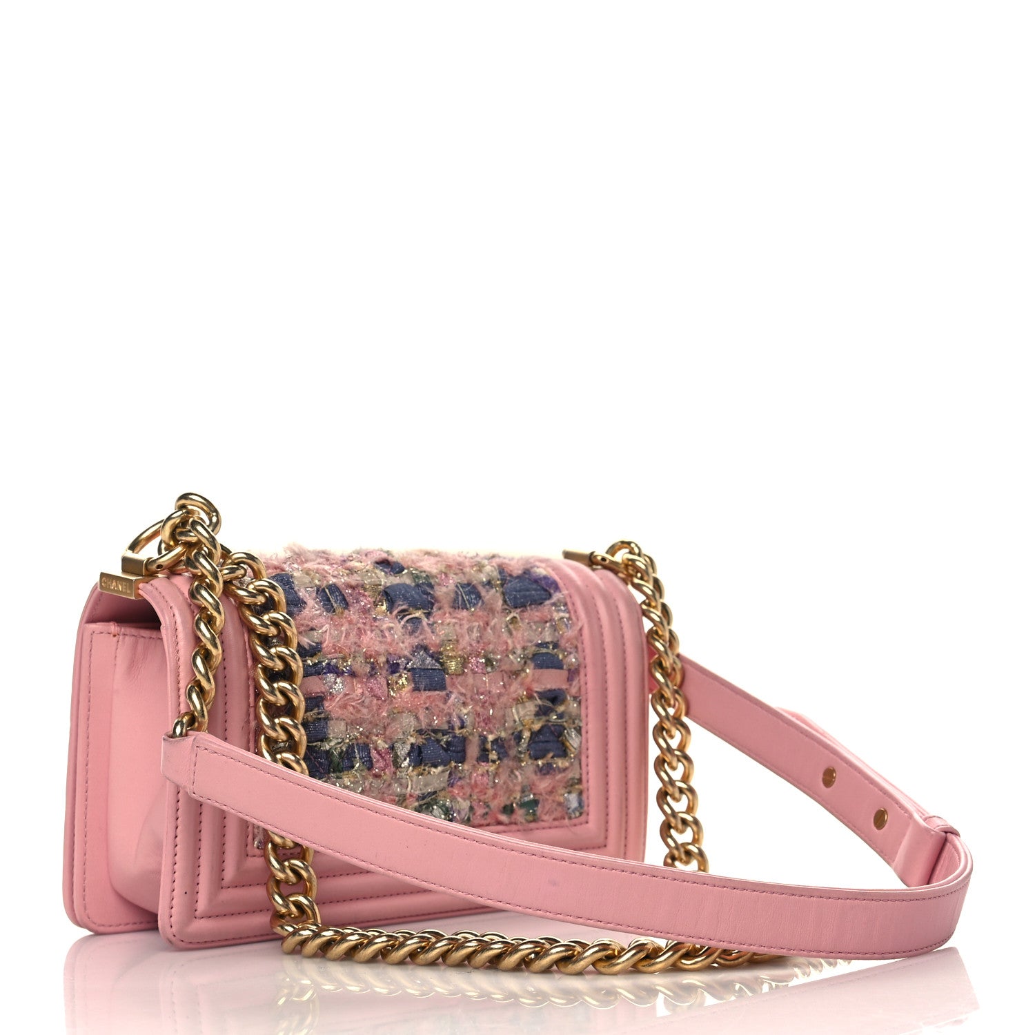 Chanel Lambskin Tweed Quilted Small Boy Flap Pink 2 of 12