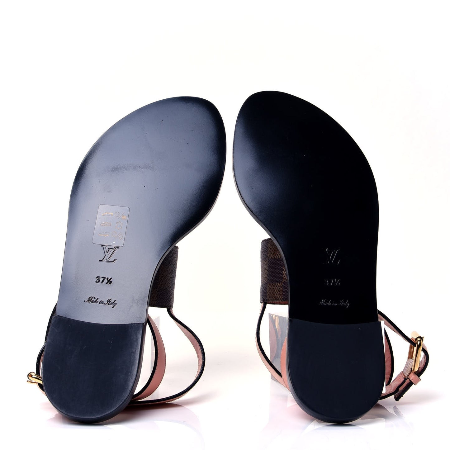 Calfskin Damier Ebene Passenger Flat Sandals 37.5 Venus Pink