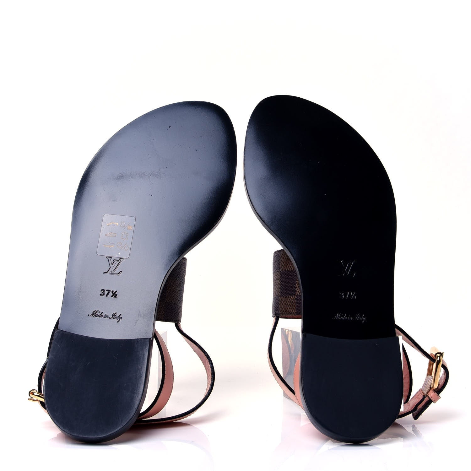 Louis Vuitton Calfskin Damier Ebene Passenger Flat Sandals 37.5 Venus Pink 7 of 10