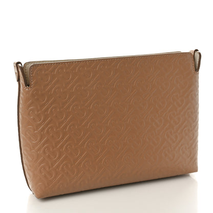 Burberry Calfskin Embossed Monogram Zip Pouch Light Camel 3 of 9