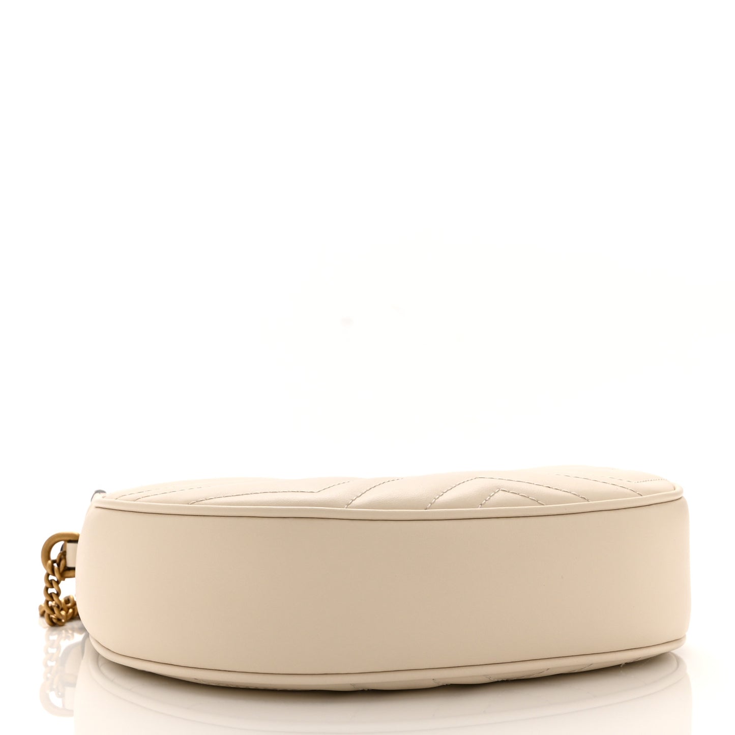 Calfskin Matelasse Chevron Mini GG Marmont Half Moon Hobo Mystic White