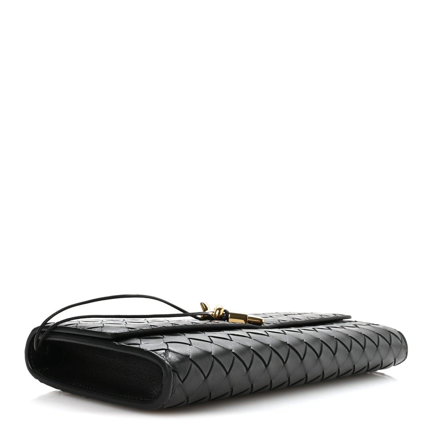 Nappa Intrecciato Long Andiamo Top Handle Clutch Black
