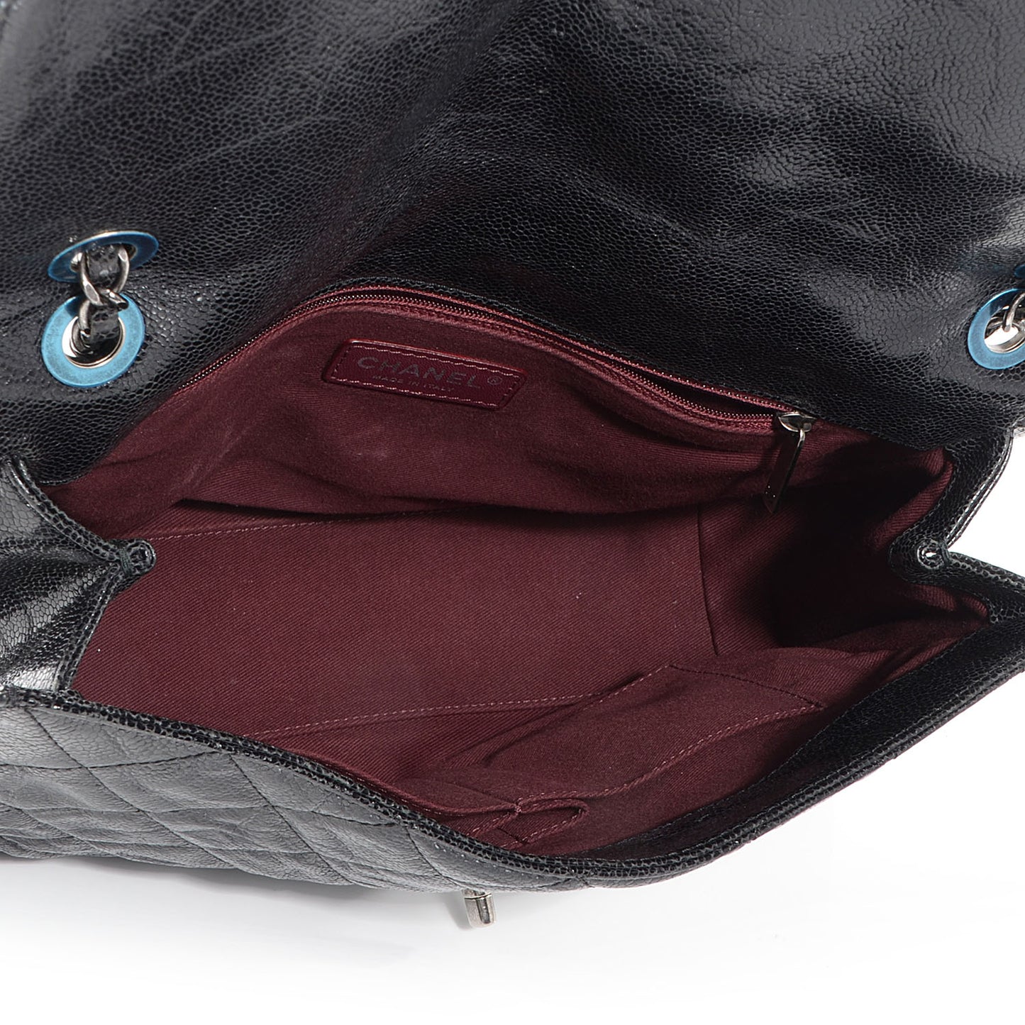 Crumpled Grained Calfskin CC Crave Jumbo Flap Black