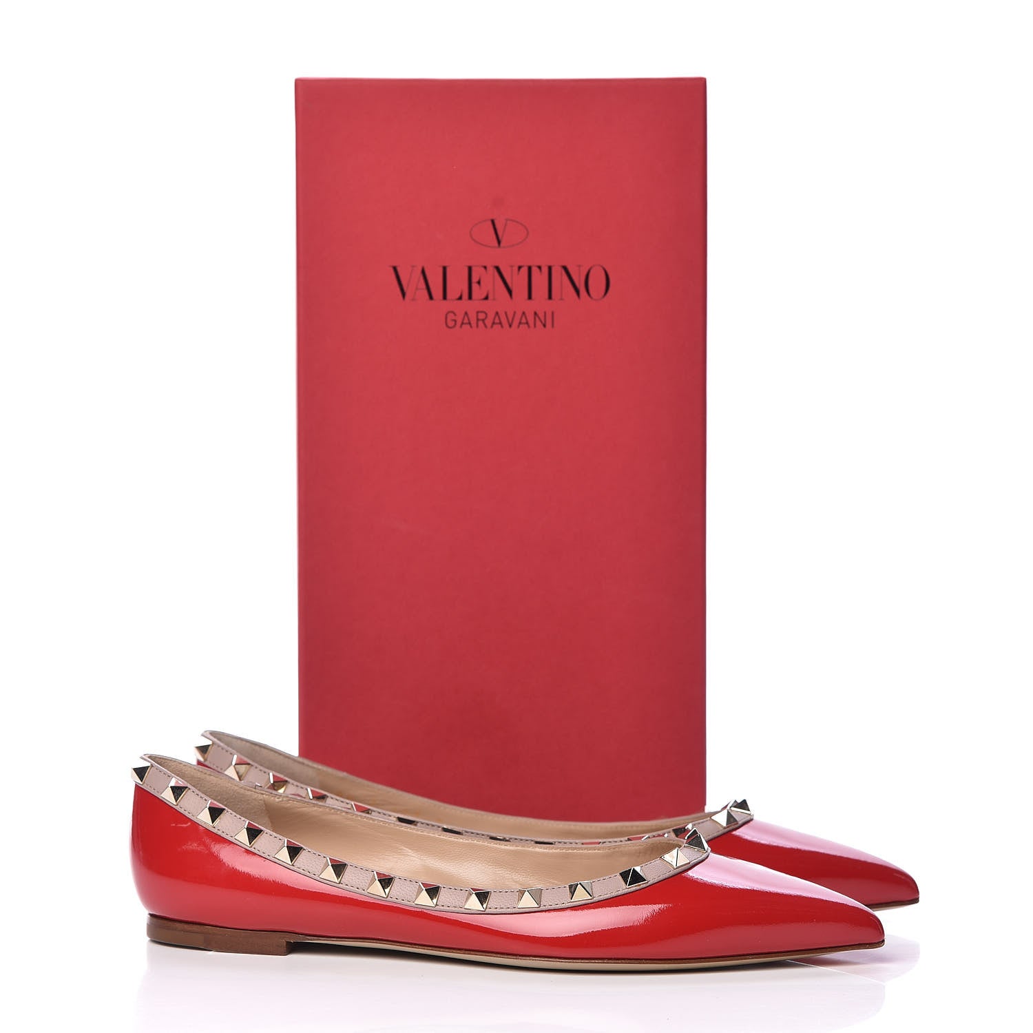 Valentino Garavani Patent Nappa Rockstud Ballerina Flats 37 Rosso Valentino Poudre 10 of 10