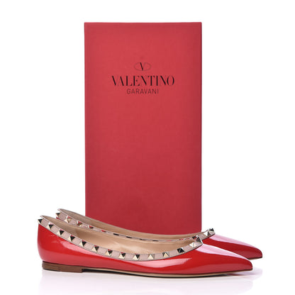 Valentino Garavani Patent Nappa Rockstud Ballerina Flats 37 Rosso Valentino Poudre 10 of 10