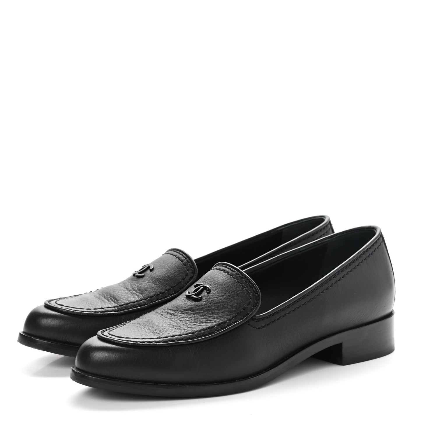 Calfskin CC Mocassin Loafers 36.5 Black