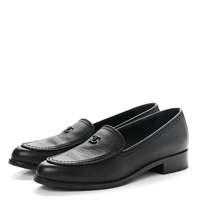 Chanel Calfskin CC Mocassin Loafers 36.5 Black 3 of 11