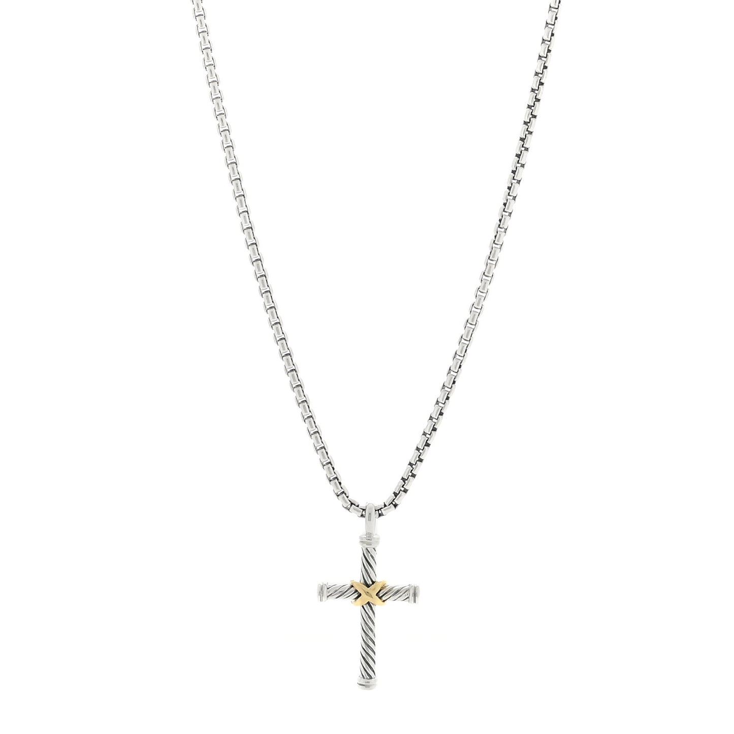 Sterling Silver 18K Yellow Gold X Cross Necklace