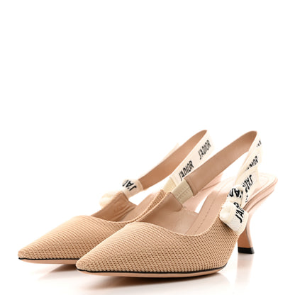 Christian Dior Technical Canvas Ribbon J Adior Slingback 65mm Pumps 35.5 Powder Nude 3 of 9