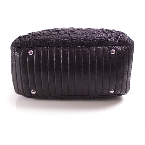 Lambskin Classic Crinkled Scrunched Bowler Black