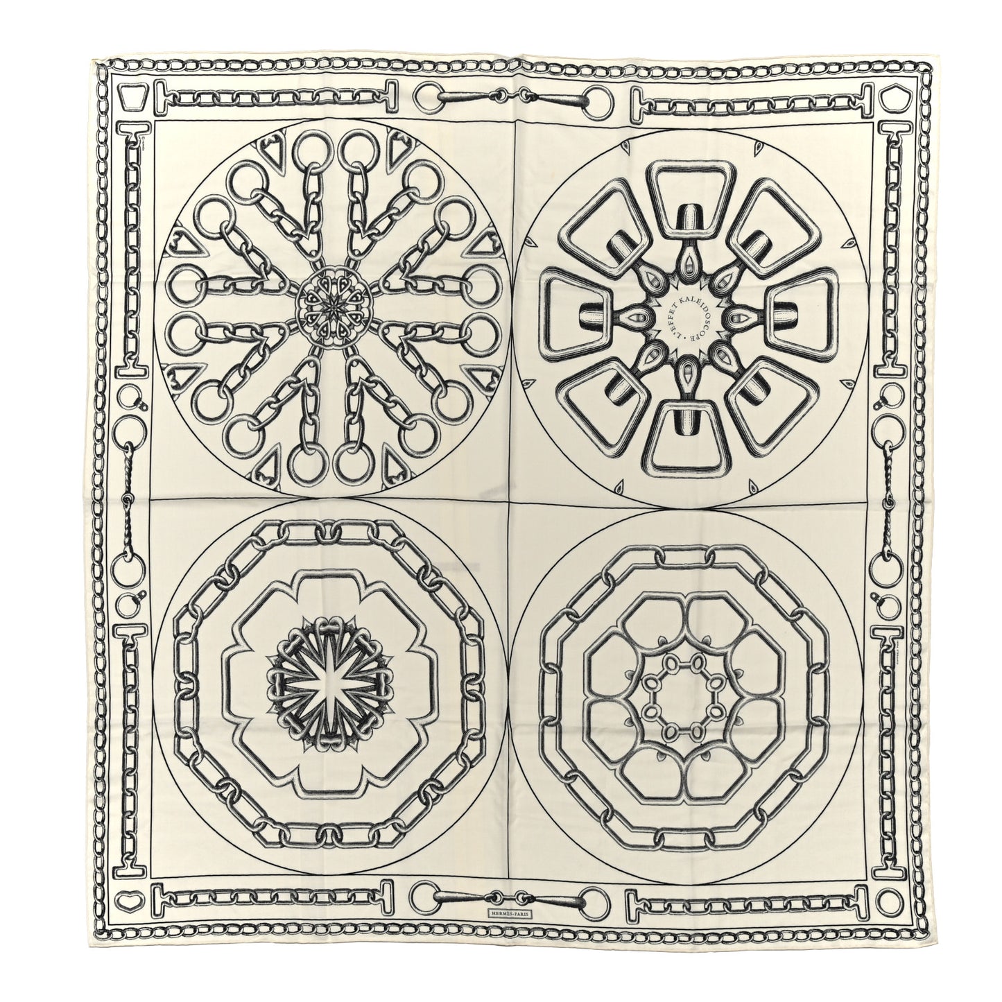 Cashmere Silk L'Effet Kaleidoscope Shawl 140 White Black