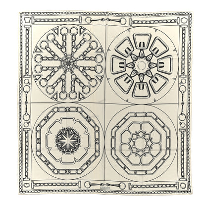 Hermes Cashmere Silk L'Effet Kaleidoscope Shawl 140 White Black 1 of 5